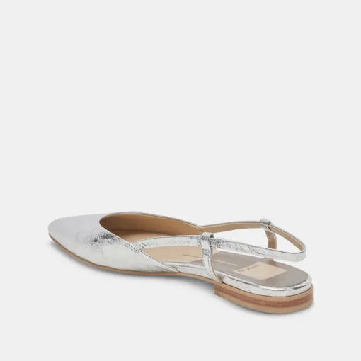 NARAH FLATS SILVER METALLIC LEATHER