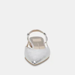NARAH FLATS SILVER METALLIC LEATHER