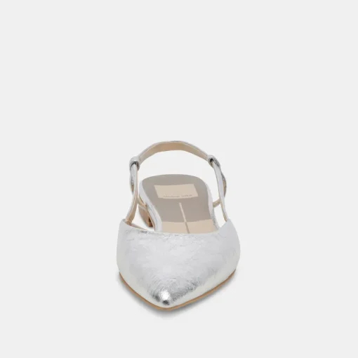 NARAH FLATS SILVER METALLIC LEATHER