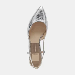 NARAH FLATS SILVER METALLIC LEATHER