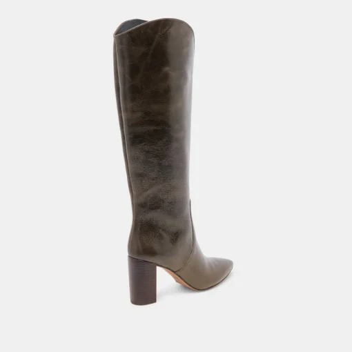 NEDI BOOTS DARK OLIVE LEATHER