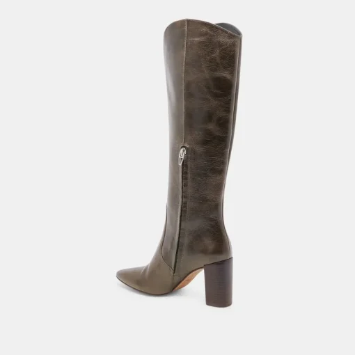 NEDI BOOTS DARK OLIVE LEATHER