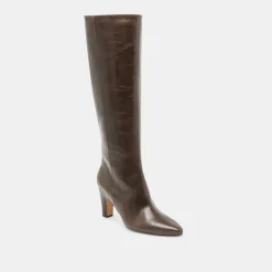 NELAS WIDE CALF BOOTS DARK OLIVE LEATHER