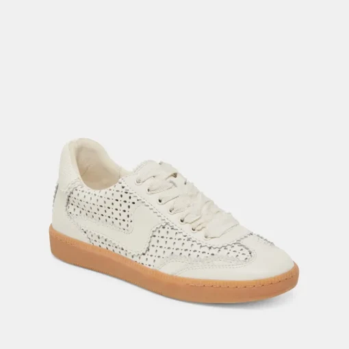 NOTICE EYELET PERF SNEAKERS WHITE LEATHER