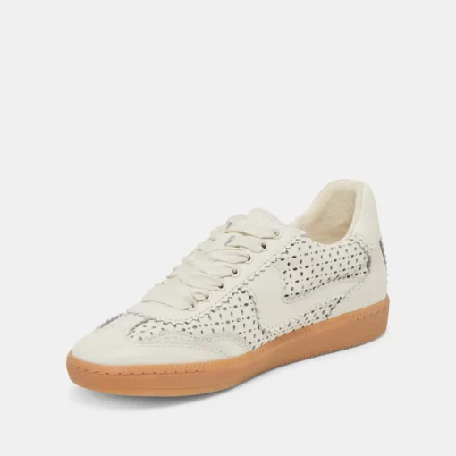 NOTICE EYELET PERF SNEAKERS WHITE LEATHER