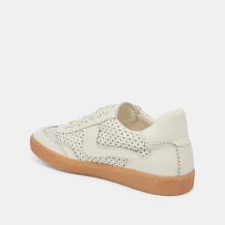 NOTICE EYELET PERF SNEAKERS WHITE LEATHER
