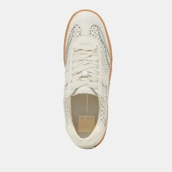NOTICE EYELET PERF SNEAKERS WHITE LEATHER