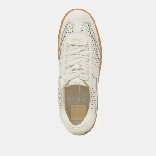 NOTICE EYELET PERF SNEAKERS WHITE LEATHER