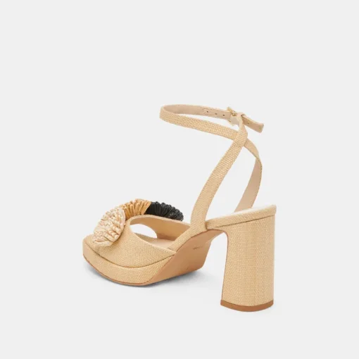 OLIVEA HEELS BLACK NATURAL RAFFIA
