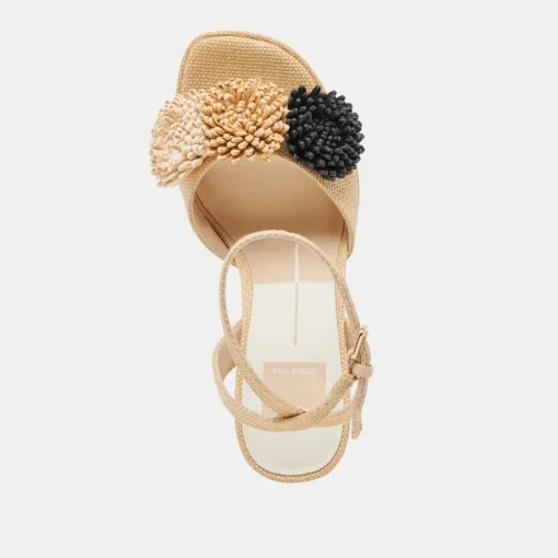 OLIVEA HEELS BLACK NATURAL RAFFIA