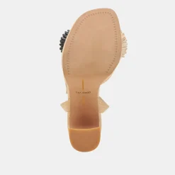 OLIVEA HEELS BLACK NATURAL RAFFIA