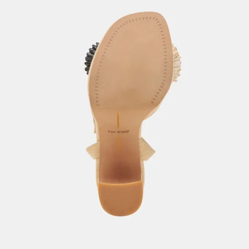 OLIVEA HEELS BLACK NATURAL RAFFIA