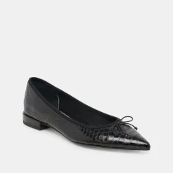 PALANI BALLET FLATS MIDNIGHT SNAKE EMBOSSED