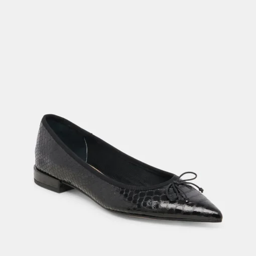 PALANI BALLET FLATS MIDNIGHT SNAKE EMBOSSED