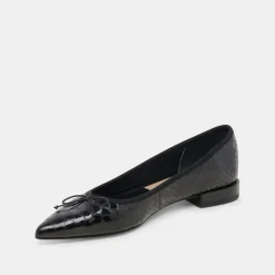 PALANI BALLET FLATS MIDNIGHT SNAKE EMBOSSED