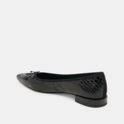 PALANI BALLET FLATS MIDNIGHT SNAKE EMBOSSED