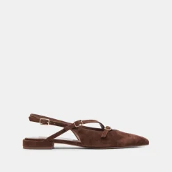 PAMLA FLATS DK BROWN SUEDE