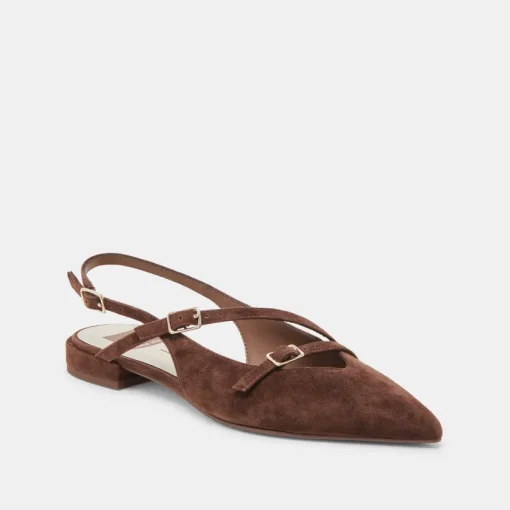 PAMLA FLATS DK BROWN SUEDE