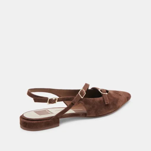 PAMLA FLATS DK BROWN SUEDE
