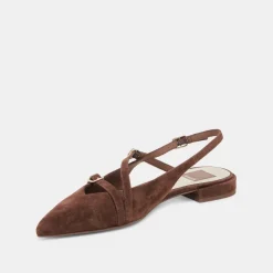 PAMLA FLATS DK BROWN SUEDE