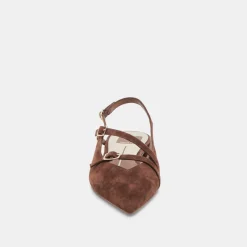 PAMLA FLATS DK BROWN SUEDE