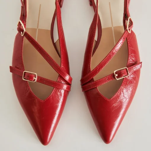 PAMLA FLATS RED CRINKLE PATENT