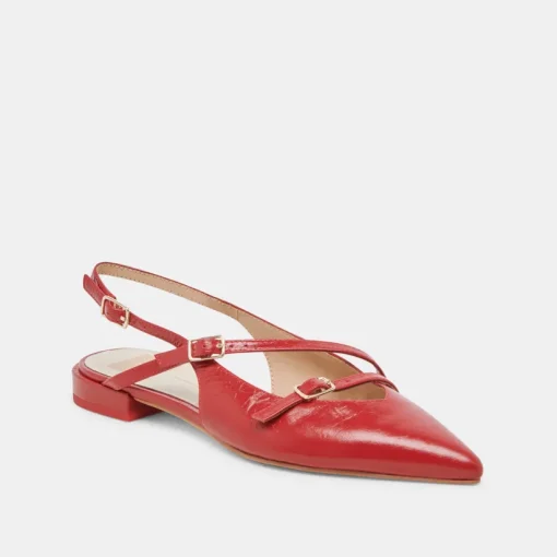 PAMLA FLATS RED CRINKLE PATENT