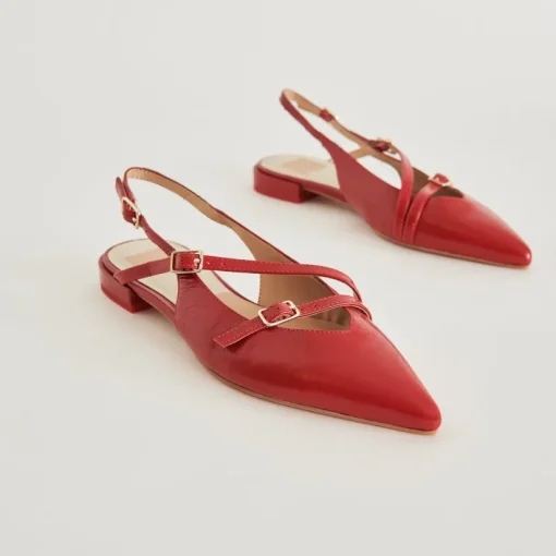 PAMLA FLATS RED CRINKLE PATENT