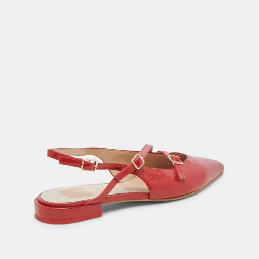 PAMLA FLATS RED CRINKLE PATENT