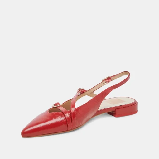 PAMLA FLATS RED CRINKLE PATENT