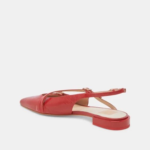 PAMLA FLATS RED CRINKLE PATENT