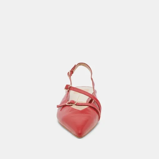 PAMLA FLATS RED CRINKLE PATENT