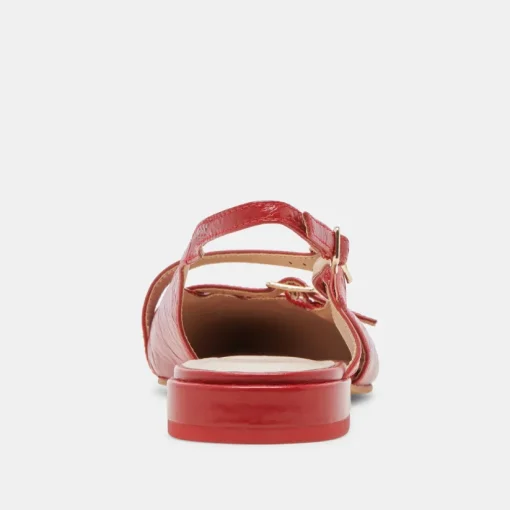 PAMLA FLATS RED CRINKLE PATENT