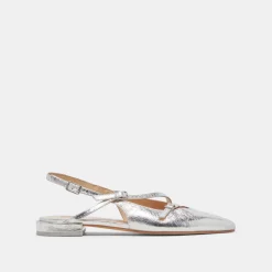 PAMLA FLATS SILVER CRINKLE PATENT