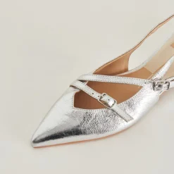 PAMLA FLATS SILVER CRINKLE PATENT