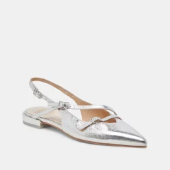 PAMLA FLATS SILVER CRINKLE PATENT
