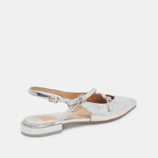 PAMLA FLATS SILVER CRINKLE PATENT