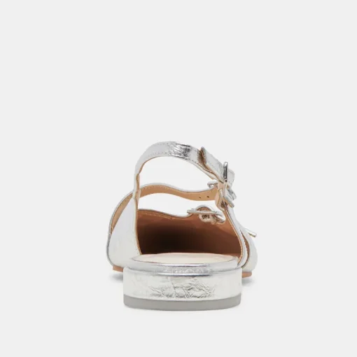PAMLA FLATS SILVER CRINKLE PATENT