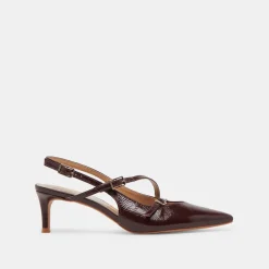 PAMLA MID HEELS CRANBERRY CRINKLE PATENT