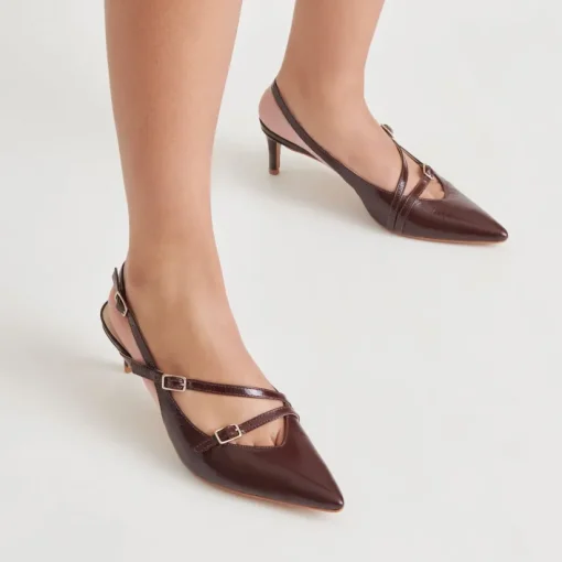 PAMLA MID HEELS CRANBERRY CRINKLE PATENT
