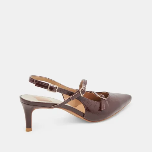 PAMLA MID HEELS CRANBERRY CRINKLE PATENT
