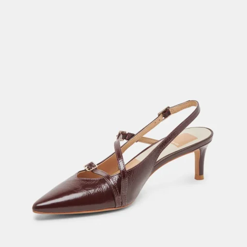 PAMLA MID HEELS CRANBERRY CRINKLE PATENT