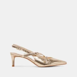 PAMLA MID HEELS LIGHT GOLD DISTRESSED LEATHER