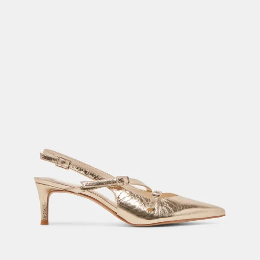 PAMLA MID HEELS LIGHT GOLD DISTRESSED LEATHER