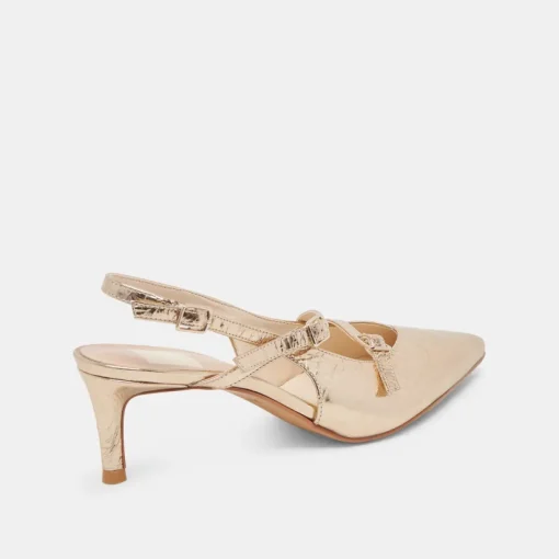 PAMLA MID HEELS LIGHT GOLD DISTRESSED LEATHER