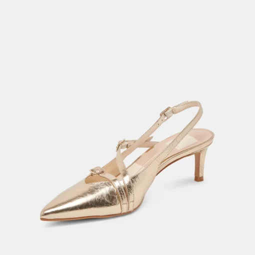PAMLA MID HEELS LIGHT GOLD DISTRESSED LEATHER