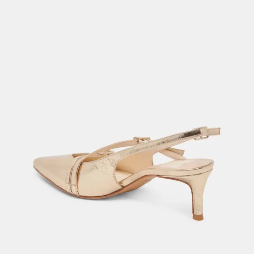 PAMLA MID HEELS LIGHT GOLD DISTRESSED LEATHER