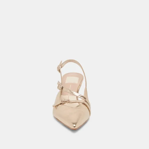 PAMLA MID HEELS LIGHT GOLD DISTRESSED LEATHER