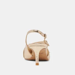 PAMLA MID HEELS LIGHT GOLD DISTRESSED LEATHER