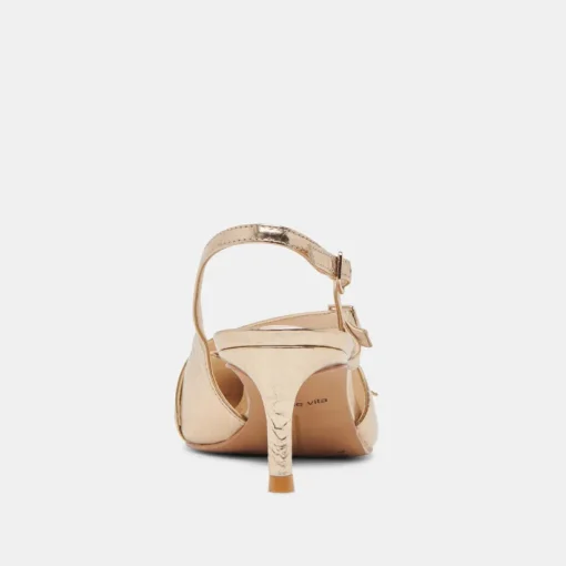 PAMLA MID HEELS LIGHT GOLD DISTRESSED LEATHER